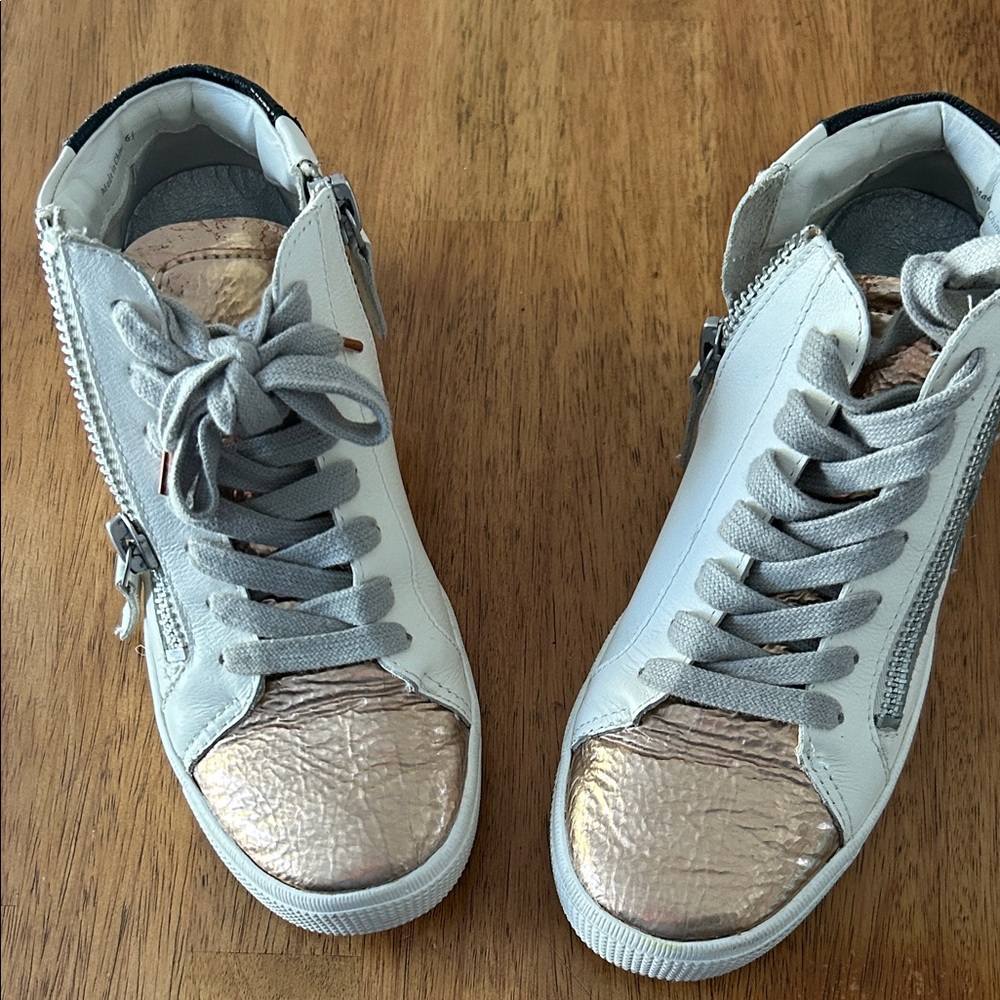 Dolce Vita White and Gold Sneakers
